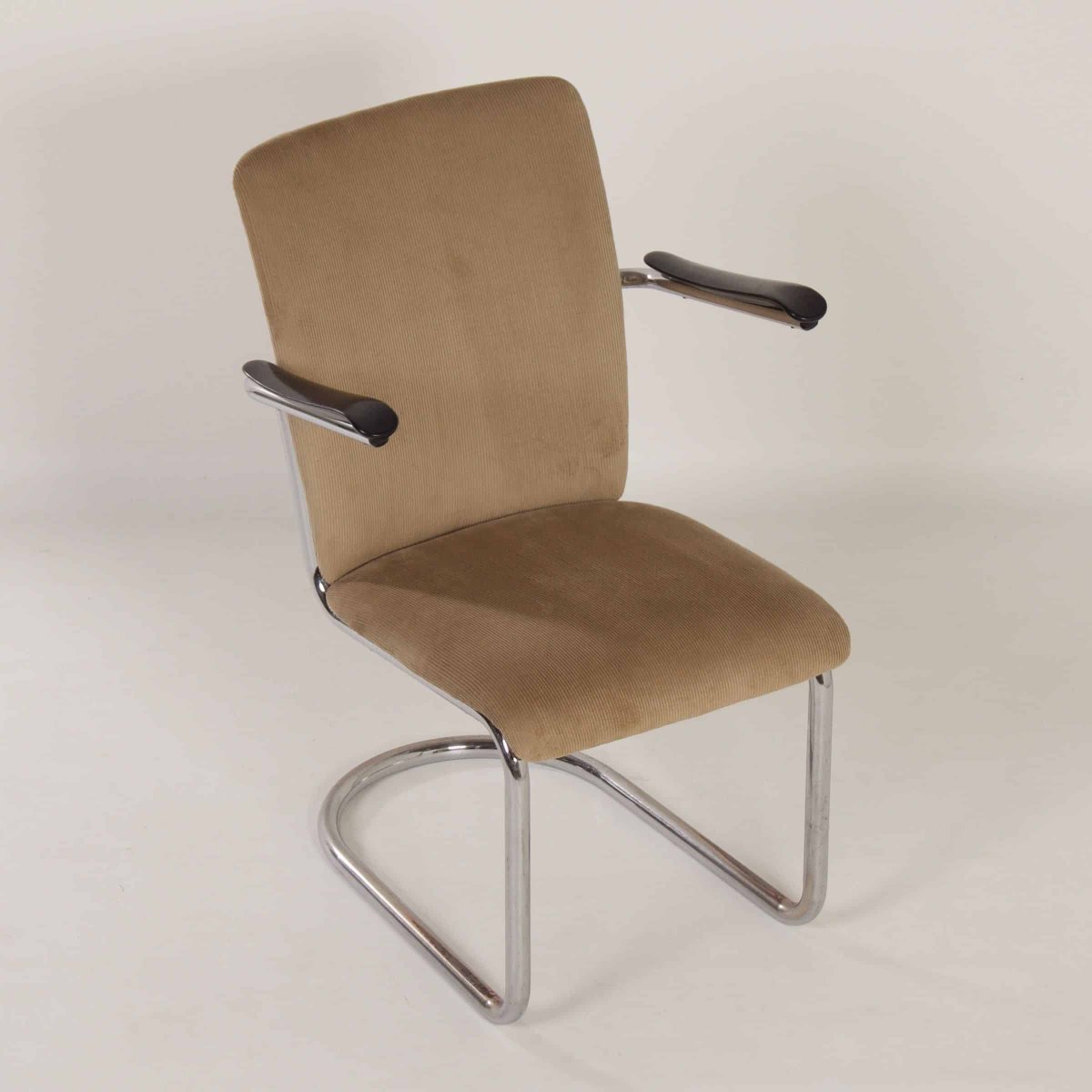 Fauteuil van Toon de Wit voor De Wit, 1940s – Nieuwe Beige Rib - Afbeelding 3