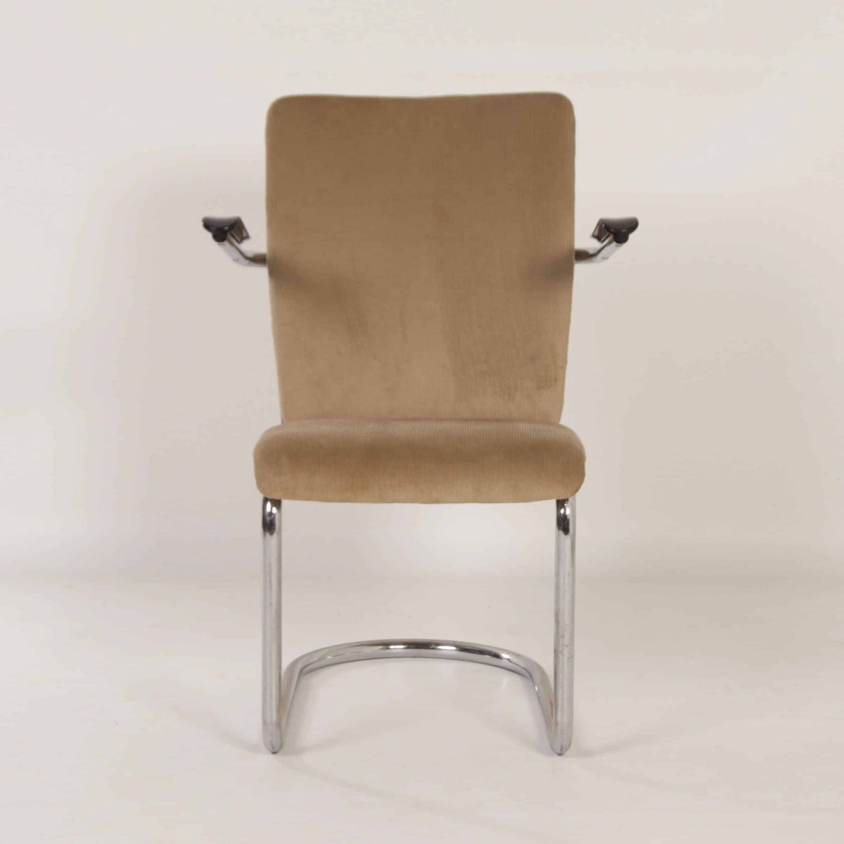 Fauteuil van Toon de Wit voor De Wit, 1940s – Nieuwe Beige Rib - Afbeelding 4