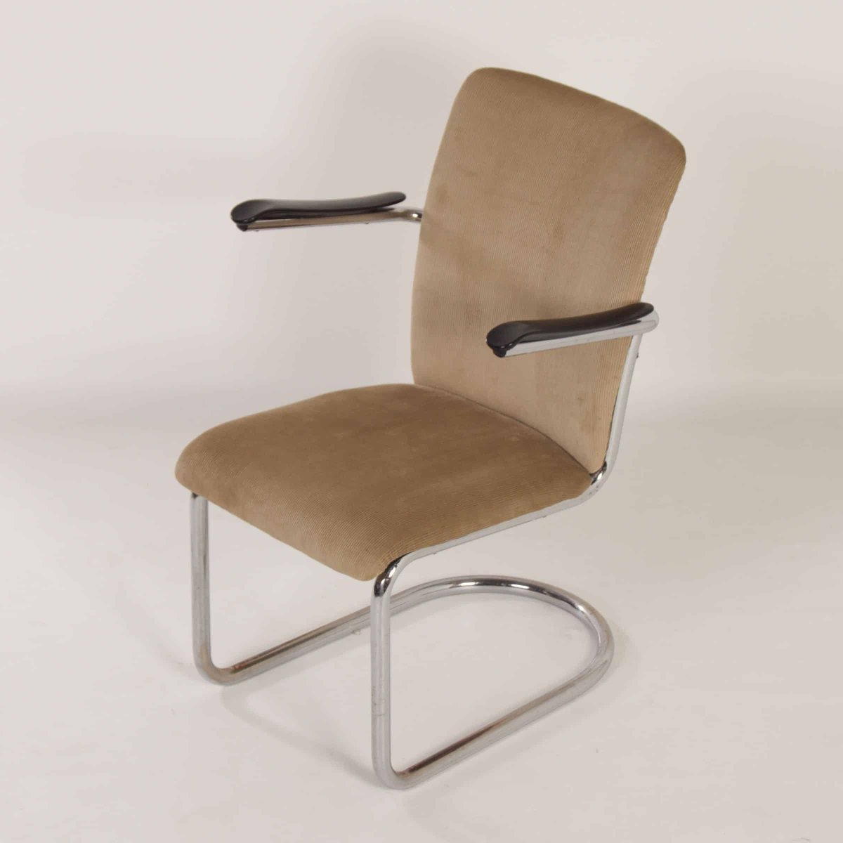 Fauteuil van Toon de Wit voor De Wit, 1940s – Nieuwe Beige Rib - Afbeelding 6
