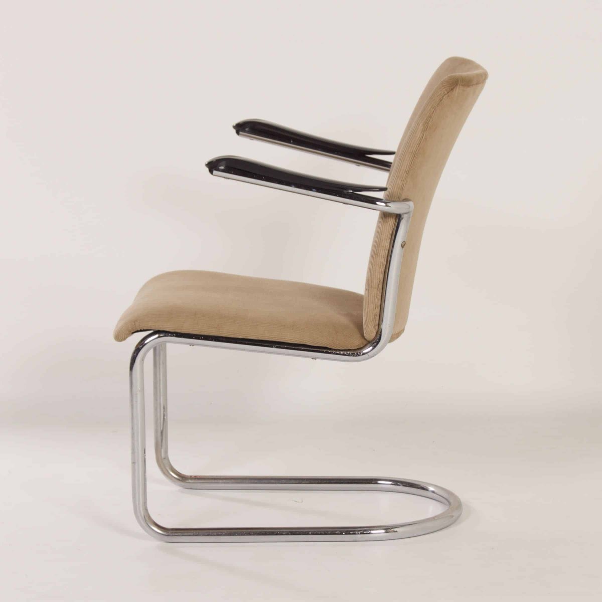 Fauteuil van Toon de Wit voor De Wit, 1940s – Nieuwe Beige Rib - Afbeelding 7