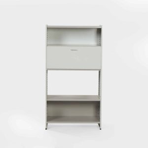 Gispen 5600 Secretaire van A. R. Cordemeyer, 1950s | Enkel-delig in Grijs, Wit en Crème