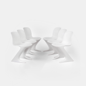 Witte Kangoeroe Stoelen van Ernst Moeckl voor Horn, 1960s | Set van 6