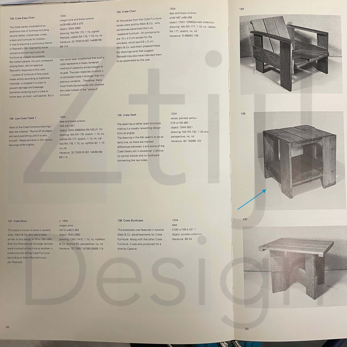 Krat Tafel van Gerrit Rietveld voor Cassina, 1980s - Afbeelding 9