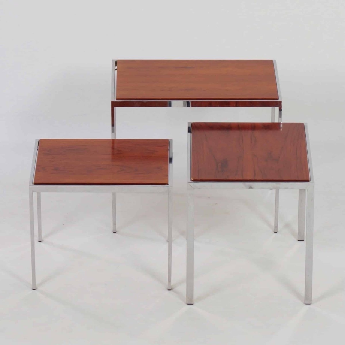 Bijzettafeltjes met Omkeerbare Top, 1960s | Set van Drie Nesttafels - Afbeelding 6