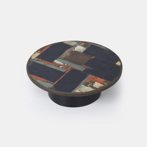 Ronde Salontafel van Paul Kingma in Aardse Tinten | Gemerkt Kingma 1978, Ø99 cm