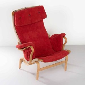 Pernilla Fauteuil van Bruno Mathsson voor Dux, 1980s | Rode Velours Bekleding