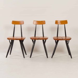 Vroege Pirkka Stoelen van Ilmari Tapiovaara voor Laukaan Puu, 1950s | Set van 3